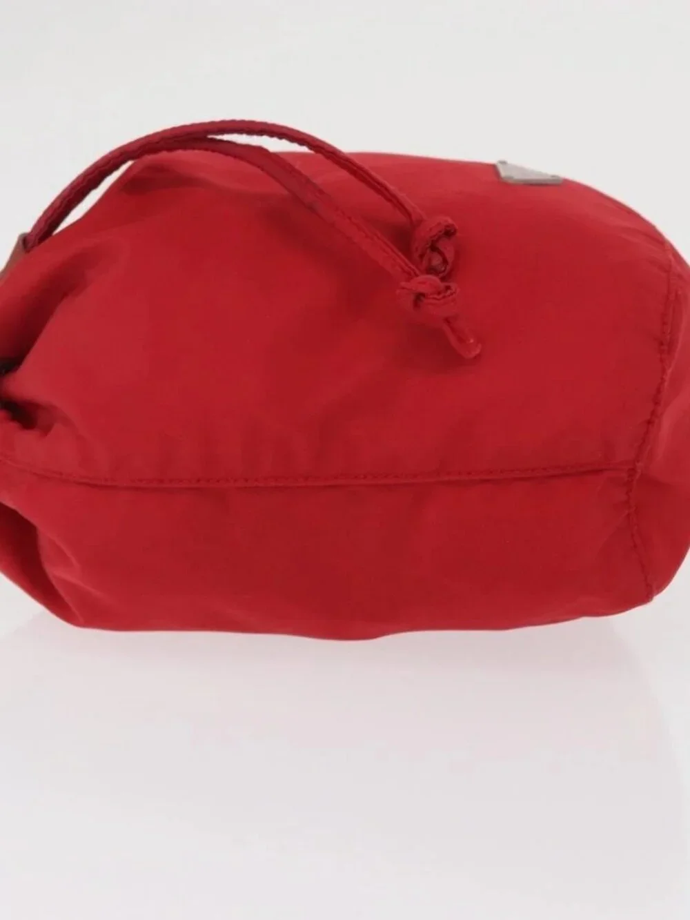 PRADA Drawstring Pouch Nylon Red Auth ka2042